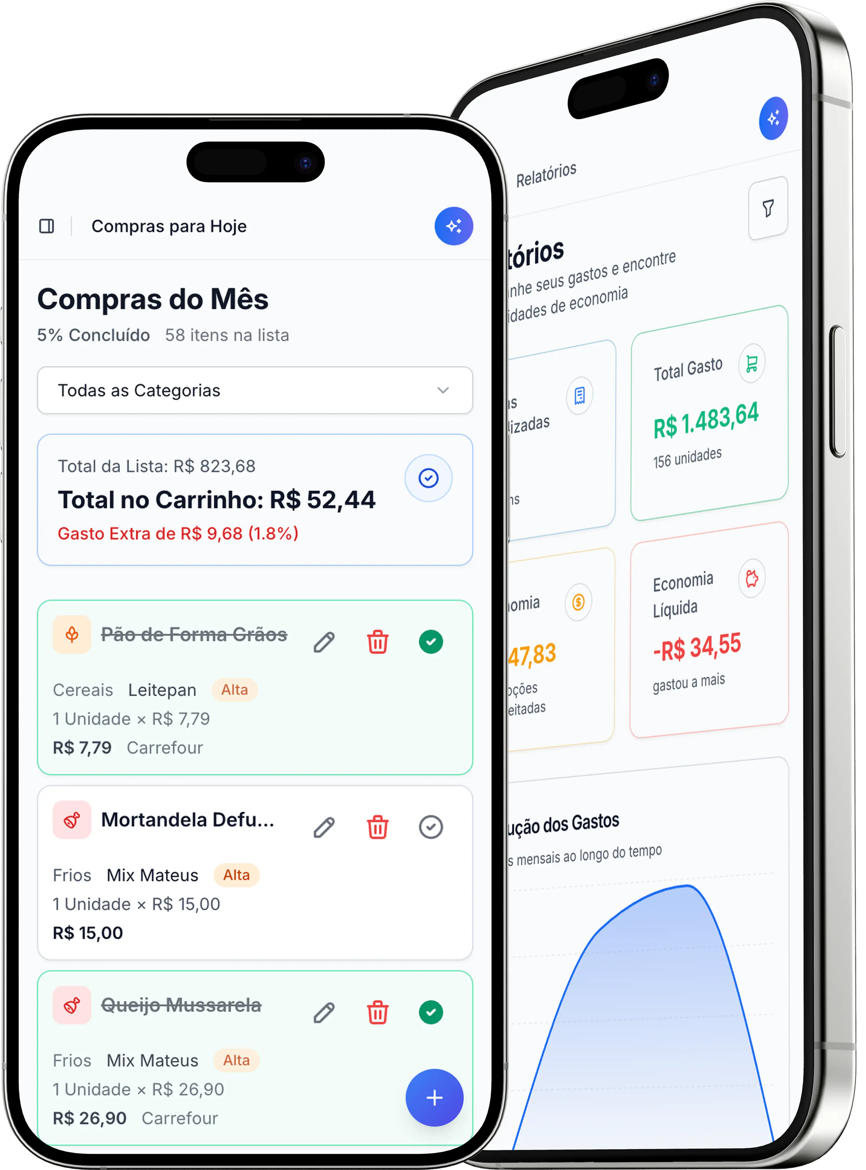 Tela do app mostrando dashboard financeiro com transações e relatórios